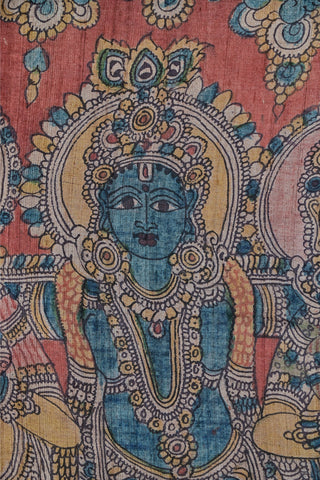 Tussar Kalamkari saree with floral and myth motifs