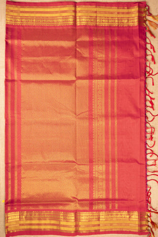 royal purple and rani pink cotton silk saree with gold zari peacock buttas handcrafted saree from Madhurya