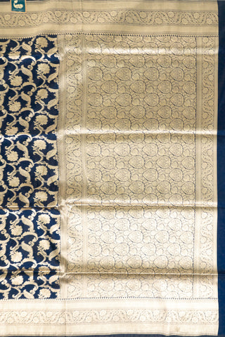 Navy Blue Handloom Banarasi Pure Katan Silk Saree