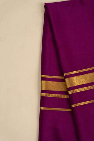 Regal Purple Mysore Silk Saree with Gold Zari Stripes