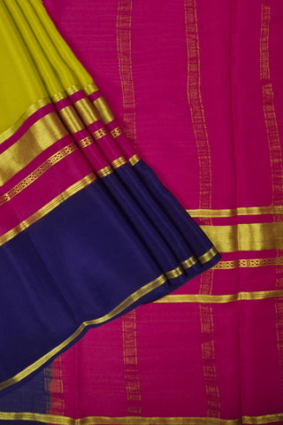 Green purple crepe silk saree with rani pink pallu
