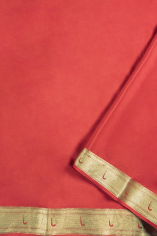 Vermillion Red Pure Crepe Silk Banarasi Saree with Diamond Buttis, Peacock Chakras & Grand Zari Pallu