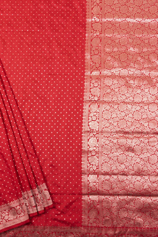 Red Banarasi Silk saree with Polka Dots