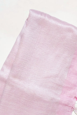 Baby Pink And Silver Pure Linen Saree