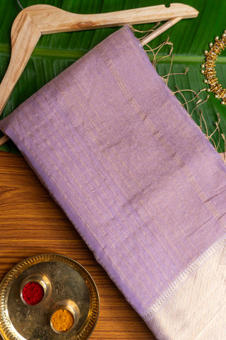 Lavender Gold Floral Motif Maheshwari Saree
