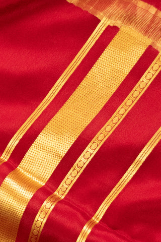 Elegant Red Mysore Silk Saree with Striking Gold Pallu - Pure Silk Fabric