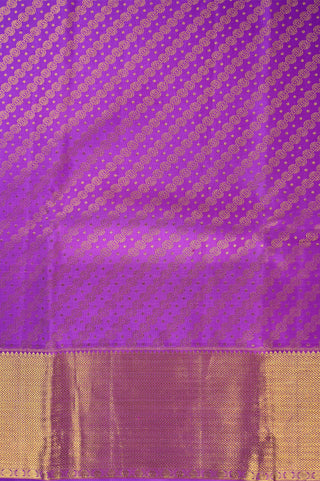Regal Violet Purple Kanjeevaram Silk Saree with Gold Zari Buttas & Classic Border