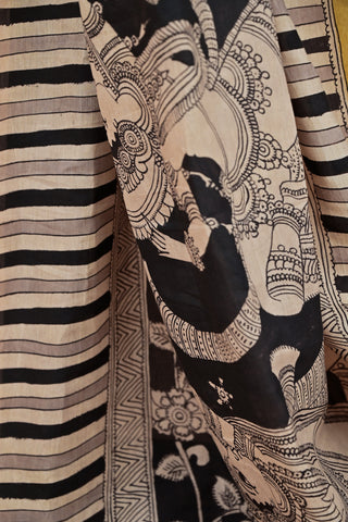 Kalamkari silk saree with divine hand-painting