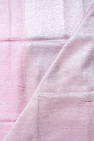 Baby Pink And Silver Pure Linen Saree