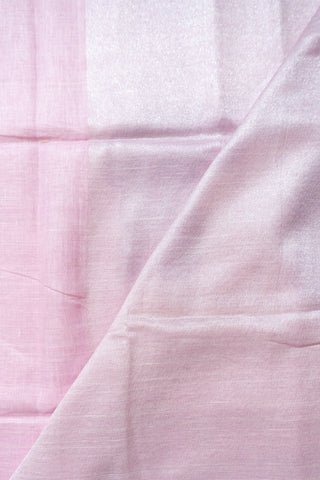 Baby Pink And Silver Pure Linen Saree