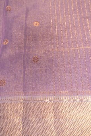 Lavender Gold Floral Motif Maheshwari Saree