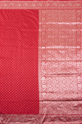 Red Banarasi Silk saree with Polka Dots