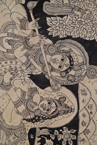 Kalamkari silk saree with divine hand-painting