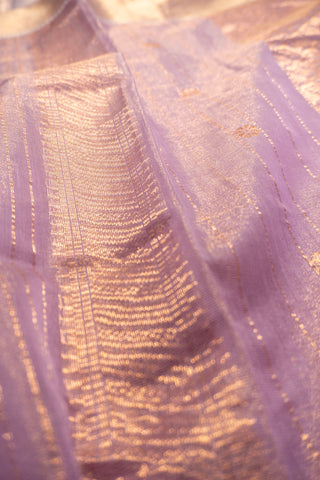 Lavender Gold Floral Motif Maheshwari Saree