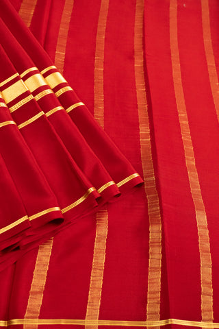 Elegant Red Mysore Silk Saree with Striking Gold Pallu - Pure Silk Fabric