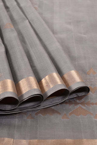 Grey Uppada Silk Saree with Buttas & Gold Border – Shop now for this Uppada silk saree online.