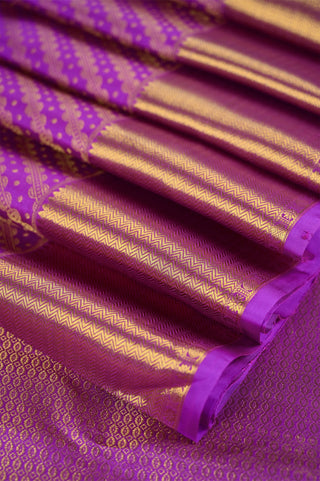 Regal Violet Purple Kanjeevaram Silk Saree with Gold Zari Buttas & Classic Border