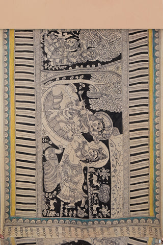 Kalamkari silk saree with divine hand-painting