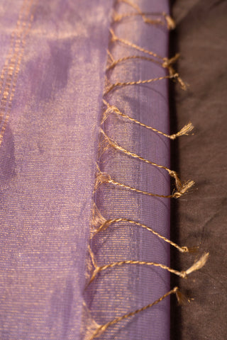 Lavender Gold Floral Motif Maheshwari Saree