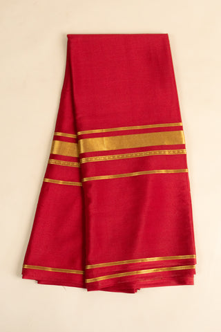 Elegant Red Mysore Silk Saree with Striking Gold Pallu - Pure Silk Fabric