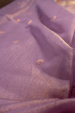 Lavender Gold Floral Motif Maheshwari Saree