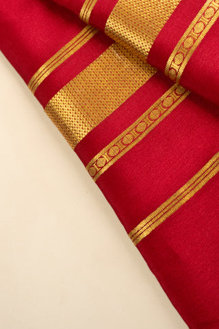 Elegant Red Mysore Silk Saree with Striking Gold Pallu - Pure Silk Fabric