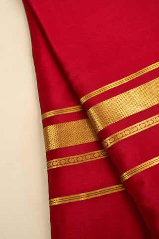 Elegant Red Mysore Silk Saree with Striking Gold Pallu - Pure Silk Fabric