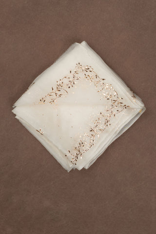 Off white pure silk organza dupatta with kaamdani mukesh embroidery