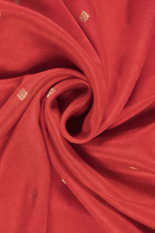 Vermillion Red Pure Crepe Silk Banarasi Saree with Diamond Buttis, Peacock Chakras & Grand Zari Pallu