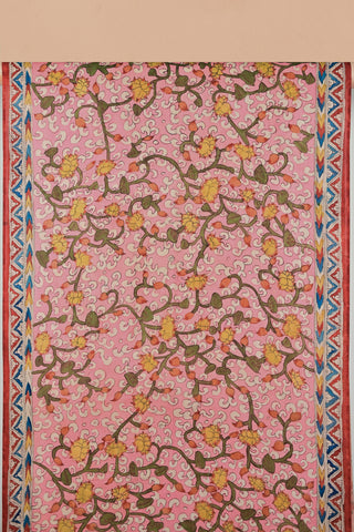 Artisan Kalamkari silk saree with myth scenes