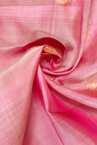 Dual tone pink Kanjivaram silk saree with gold zari jaal pallu