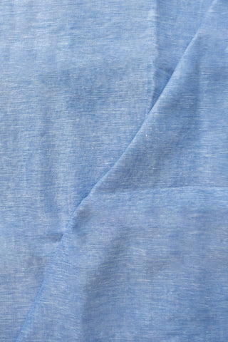 Powder Blue and White Pure Linen Saree