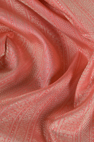 Peach Pink Kanjivaram Silk Saree with Gold Zari Weave