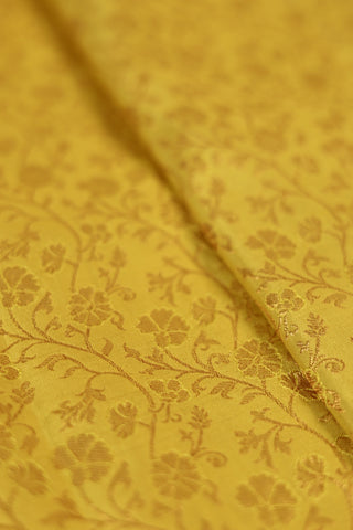 Goldenrod Yellow Kanjivaram Silk Saree with peacock buttas and zari border