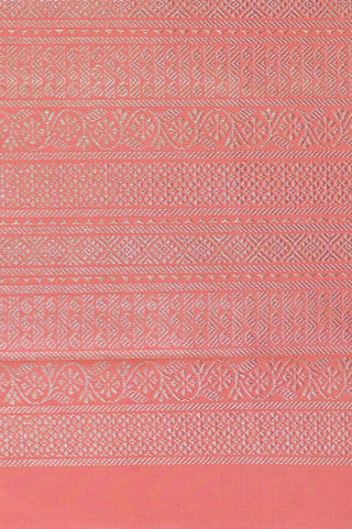 Peach Pink Kanjivaram Silk Saree with Gold Zari Weave