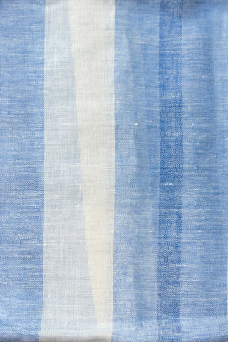Powder Blue and White Pure Linen Saree