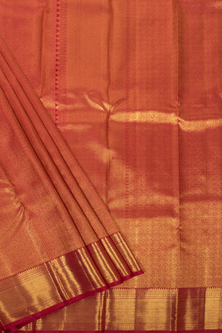 Vibrant Rust Orange kanjivaram Silk Saree with Intricate Gold Zari