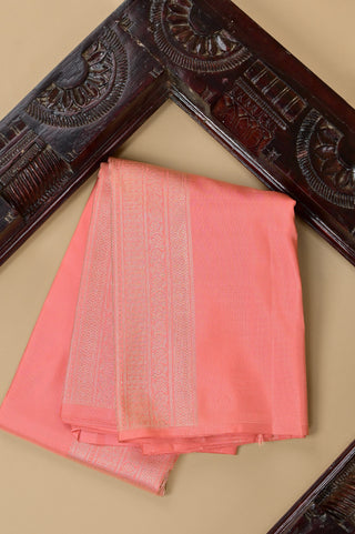 Peach Pink Kanjivaram Silk Saree with Gold Zari Weave