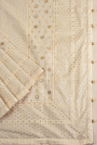 Ivory Chanderi Saree with Zari Border