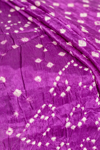 Purple Modal Satin Bandhani Saree with zari border