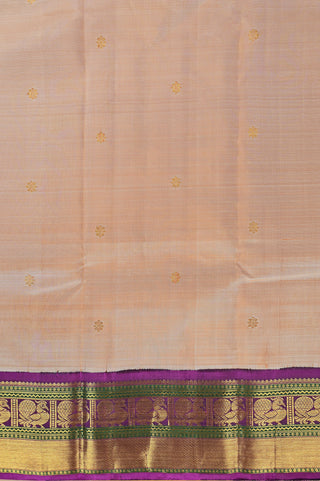 Peach Kanjivaram Silk Saree with Gold Zari Border