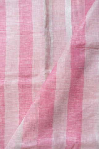 Light Pink and White Pure Linen Saree