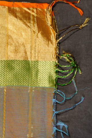 Copper Brown Gold Dual Tone Maheshwari Saree