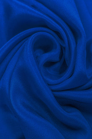 Royal blue Mysore silk saree with gold zari border and pallu