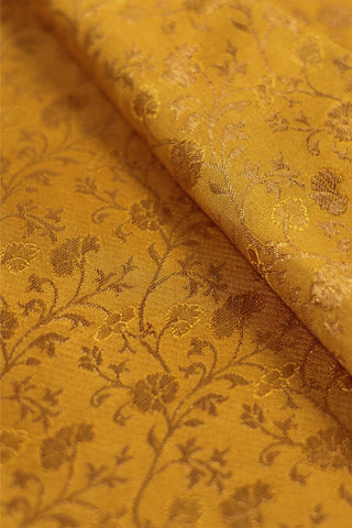 Gold Kanjivaram Silk Saree with floral jaal and zari border