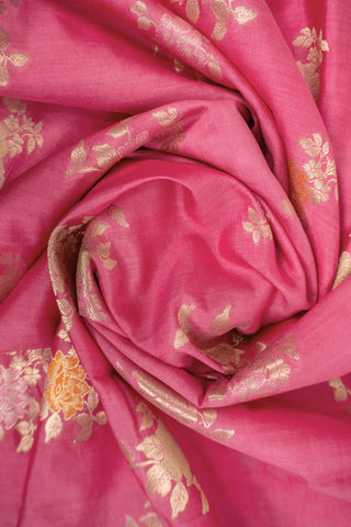 Pink Banarasi Silk Saree with Meenakari Floral Butas and Zari Border