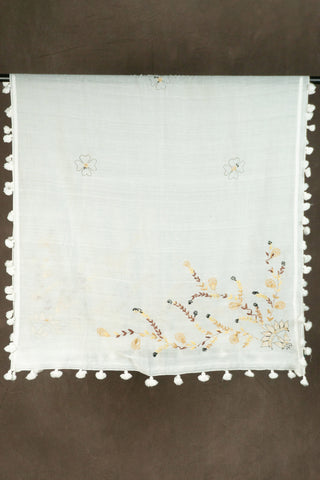 Mul cotton dupatta with Kantha embroidery	