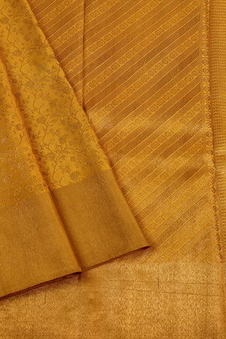 Gold Kanjivaram Silk Saree with floral jaal and zari border