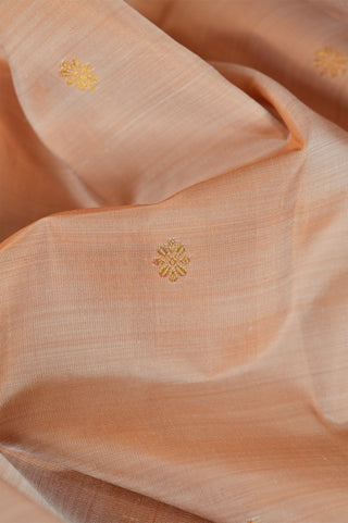 Peach Kanjivaram Silk Saree with Gold Zari Border