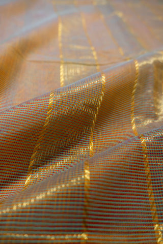 Copper Brown Gold Dual Tone Maheshwari Saree